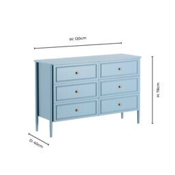 DUSK Posy Bobbin 6 Drawer Chest - Sky Blue - thumbnail 8