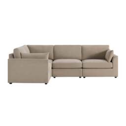 DUSK Miami Left Hand Small L-Shape Sofa - Chenille Oatmeal - thumbnail 5
