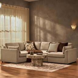DUSK Miami Left Hand Small L-Shape Sofa - Chenille Oatmeal - thumbnail 1
