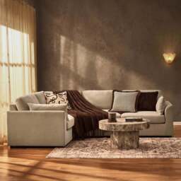 DUSK Miami Left Hand Small L-Shape Sofa - Chenille Oatmeal - thumbnail 2