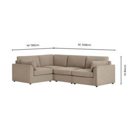 DUSK Miami Left Hand Small L-Shape Sofa - Chenille Oatmeal - thumbnail 8