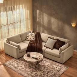 DUSK Miami Left Hand Small L-Shape Sofa - Chenille Oatmeal - thumbnail 3