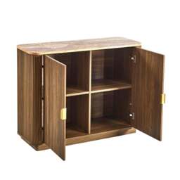 DUSK Hettie 2 Door Sideboard - Mid Wood/ Marble Effect Top - thumbnail 4