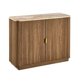 DUSK Hettie 2 Door Sideboard - Mid Wood/ Marble Effect Top - thumbnail 3