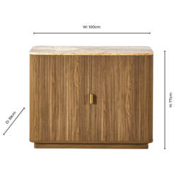 DUSK Hettie 2 Door Sideboard - Mid Wood/ Marble Effect Top - thumbnail 9