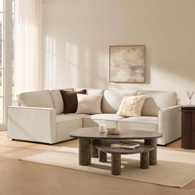 DUSK Brooklyn Slim Arm Left Hand Small L-Shape - Chenille Ivory - image 1