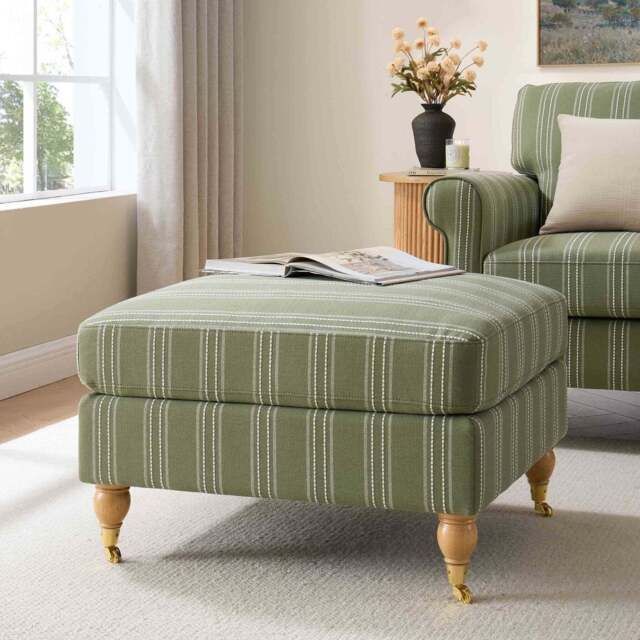 DUSK Sicily Pouffe - Green Stripe - image 1