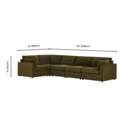 DUSK Miami Left Hand Large L-Shape Sofa - Chenille Olive - thumbnail 8