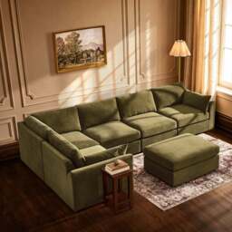 DUSK Miami Left Hand Large L-Shape Sofa - Chenille Olive - thumbnail 3