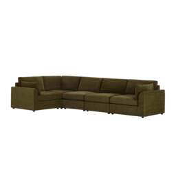 DUSK Miami Left Hand Large L-Shape Sofa - Chenille Olive - thumbnail 4