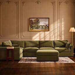DUSK Miami Left Hand Large L-Shape Sofa - Chenille Olive - thumbnail 2