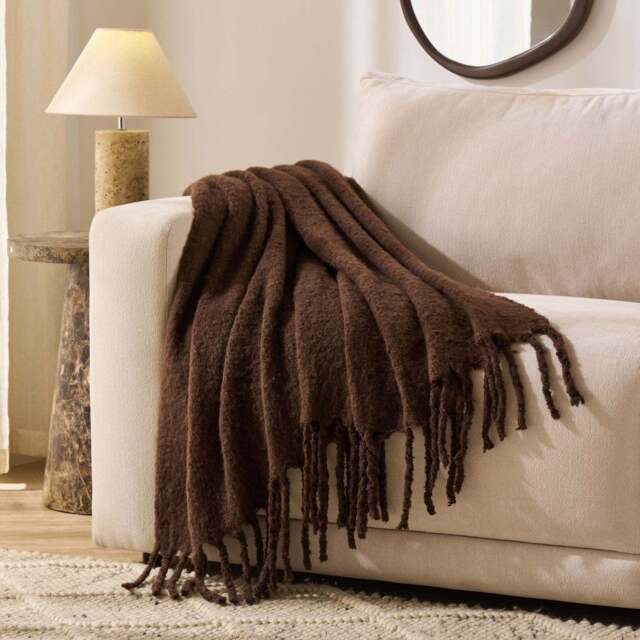 DUSK Mohair Style Sofa Throw - Chocolate - image 1