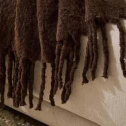 DUSK Mohair Style Sofa Throw - Chocolate - thumbnail 2