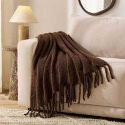 DUSK Mohair Style Sofa Throw - Chocolate