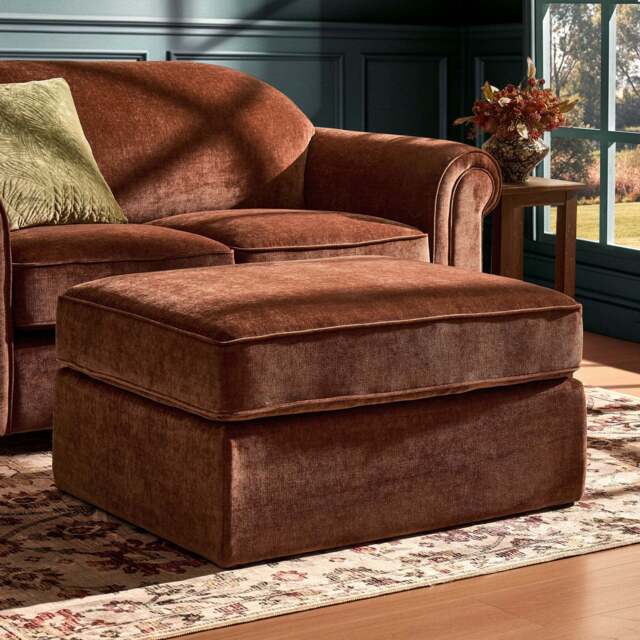 DUSK Beverley Pouffe - Chenille Dark Rust - image 1