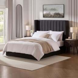 DUSK Madison Ottoman Storage Bed - Ink - Double