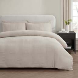 DUSK Portofino Waffle 100% Cotton Pair of Pillowcases 200 Thread Count - Natural - thumbnail 5