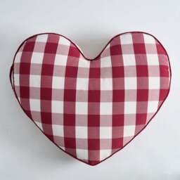DUSK Beau Gingham Love Heart Dog Bed - White/Red - thumbnail 4