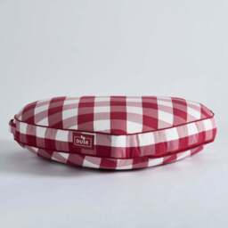 DUSK Beau Gingham Love Heart Dog Bed - White/Red - thumbnail 9