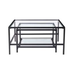 DUSK Glass Square Nesting Coffee Tables - Black - thumbnail 3