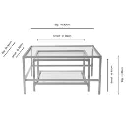 DUSK Glass Square Nesting Coffee Tables - Black - thumbnail 7