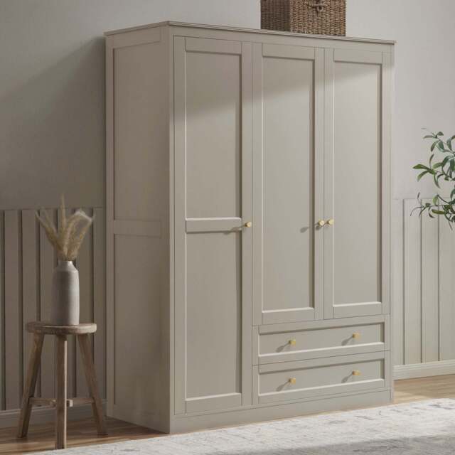 DUSK Ruby 3 Door Wardrobe with Drawers - Taupe - image 1
