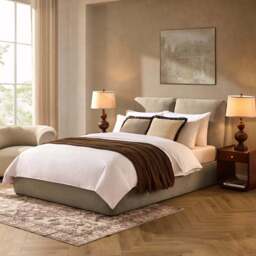 DUSK Murcia Ottoman Storage Bed - Chenille Oatmeal - King - thumbnail 3
