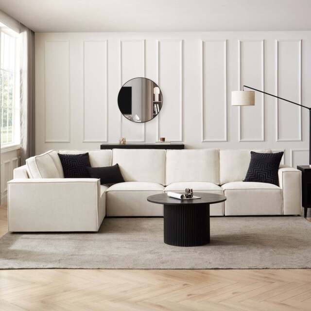 DUSK Brooklyn Large Left Hand L-Shape Sofa - Ivory - image 1