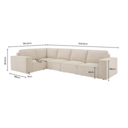 DUSK Brooklyn Large Left Hand L-Shape Sofa - Ivory - thumbnail 4