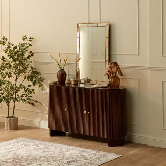 DUSK Finley Mango Wood 3 Door Sideboard - Walnut - image 1