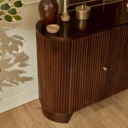 DUSK Finley Mango Wood 3 Door Sideboard - Walnut - thumbnail 3