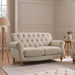 DUSK Hebden 2 Seater Sofa - Cream Linen - thumbnail 2