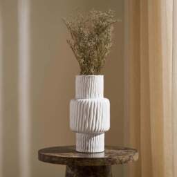DUSK Gina Asymmetric Ribbed Vase - White - thumbnail 1
