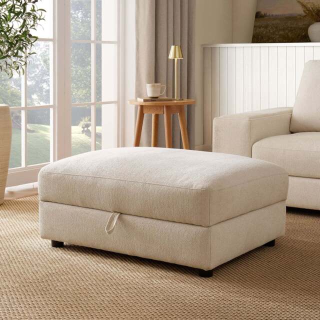 DUSK Lyon Storage Pouffe - Speckled Sand Boucle - image 1