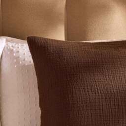 DUSK Savannah Set of 2 Tufted Muslin Cushion Covers - Chocolate - 50 x 50cm - thumbnail 2