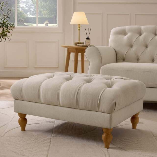 DUSK Hebden Pouffe - Cream Linen - image 1