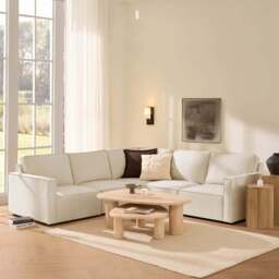 DUSK Brooklyn Slim Arm Large Left Hand Corner Sofa - Chenille Ivory - thumbnail 1