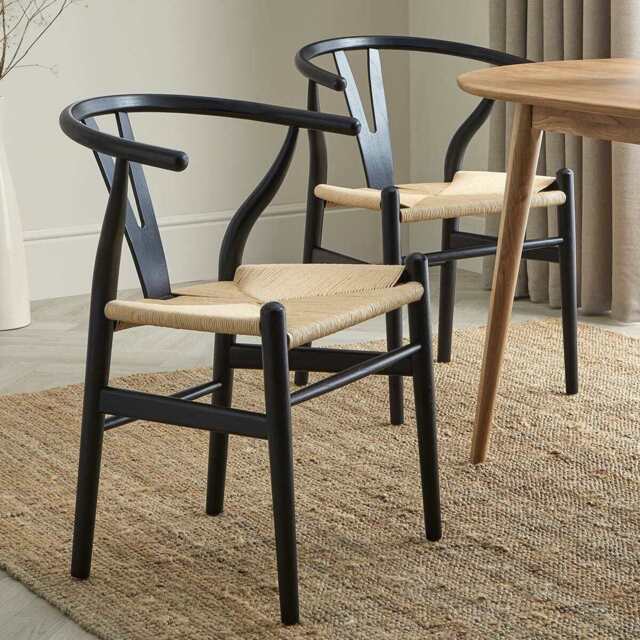 DUSK Jade Set Of 2 Dining Chairs - Black/Natural - image 1