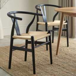 DUSK Jade Set Of 2 Dining Chairs - Black/Natural - thumbnail 1