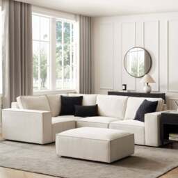 DUSK Brooklyn Small Left Hand L-Shape Sofa - Ivory - thumbnail 4