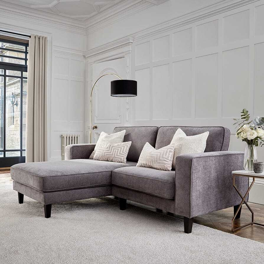 DUSK Soho Left Hand Chaise Sofa - Grey Chenille