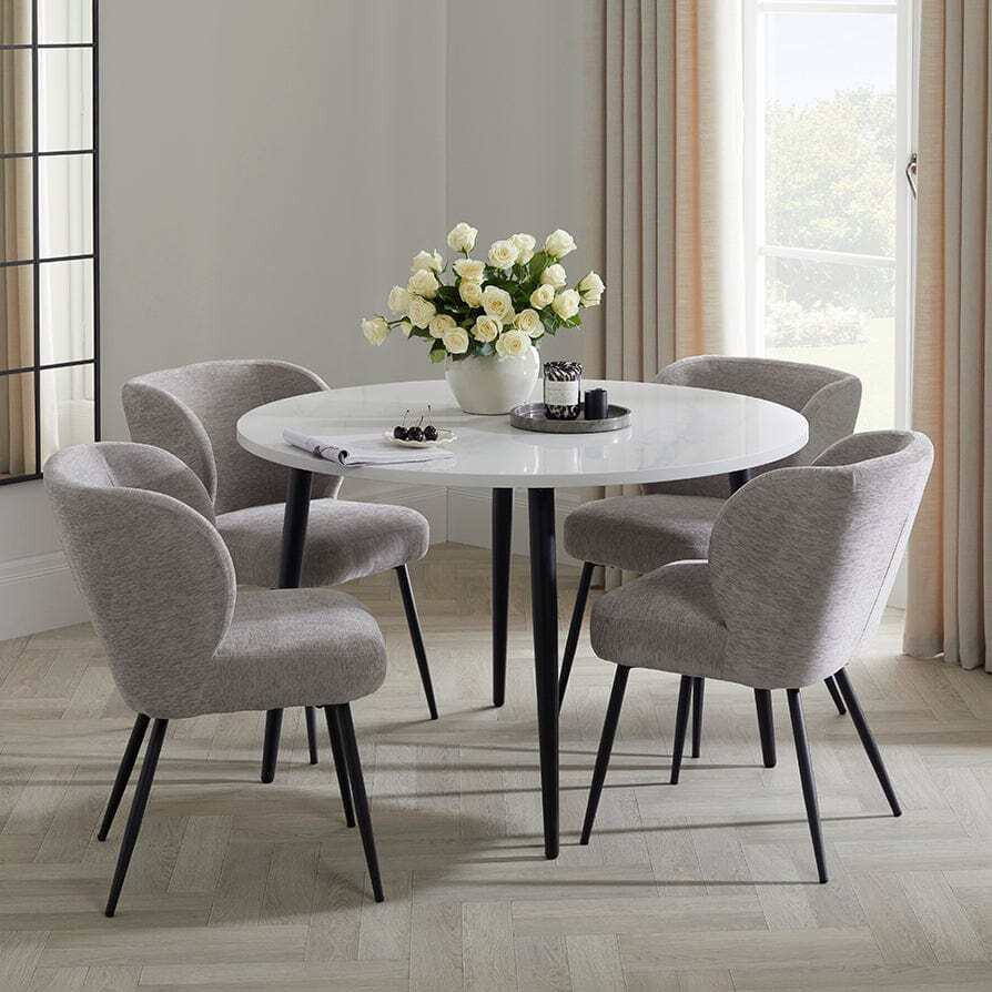 DUSK Lila Marble Effect Dining Table White 2-3 Seater by Dusk