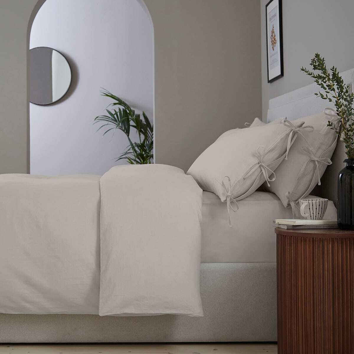 DUSK Ravello Duvet Cover - Linen/Cotton - King Size - Stone Solid Dye