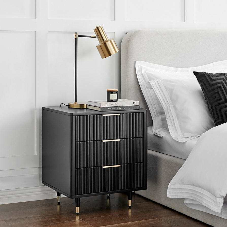 DUSK Gracie 3 Drawer Bedside Table - Black/Gold