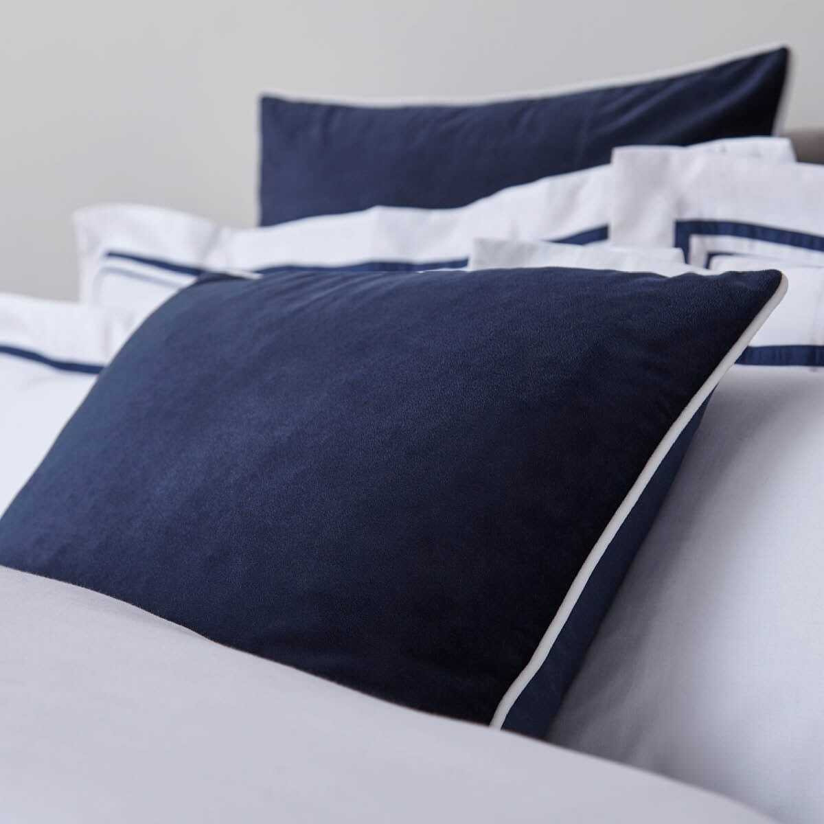 DUSK Luxury Velvet Cushion Cover 65cm X 65cm - Navy Pipe Trim