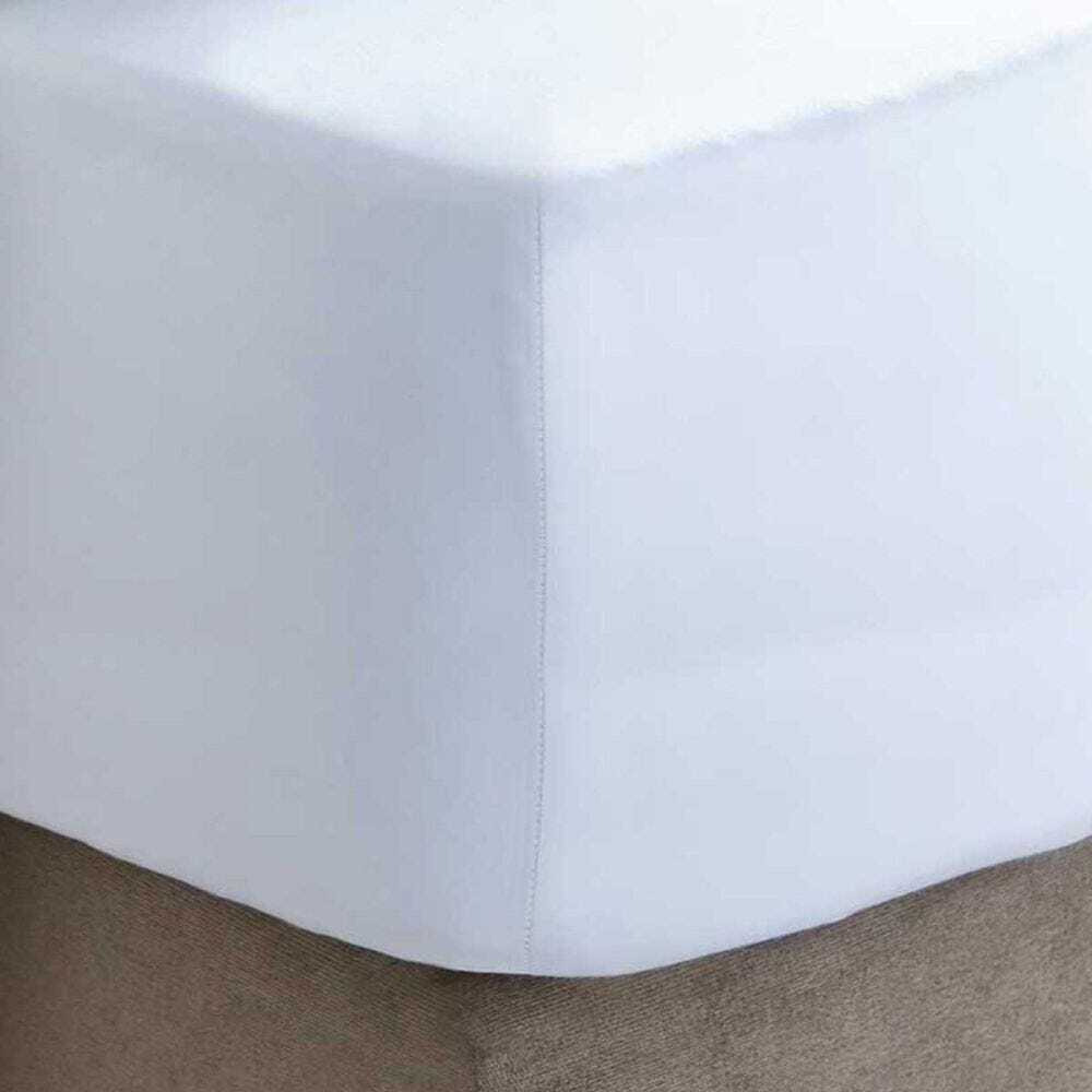 DUSK 200 Thread Count Percale White Fitted Sheet - Single - Standard Cotton Percale