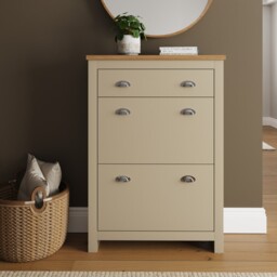 Lancaster Shoe Cabinet 2 Door 1 Drawer Storage Unit Hallway Cream Oak