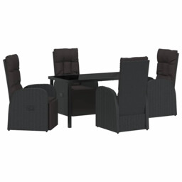 Garden Dining Set With Cushion Black Poly Rattan Outdoor Furniture