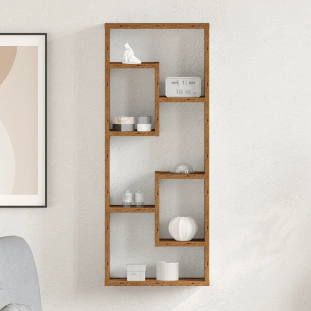 Wall Shelf Old Wood 36x16x90 Cm Engineered Wood Vidaxl