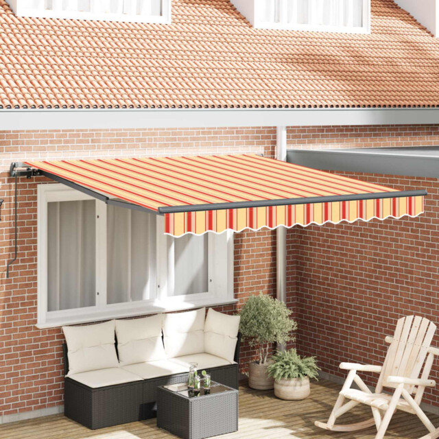 Retractable Awning Yellow Orange 350x250cm Polyester Steel Manual For